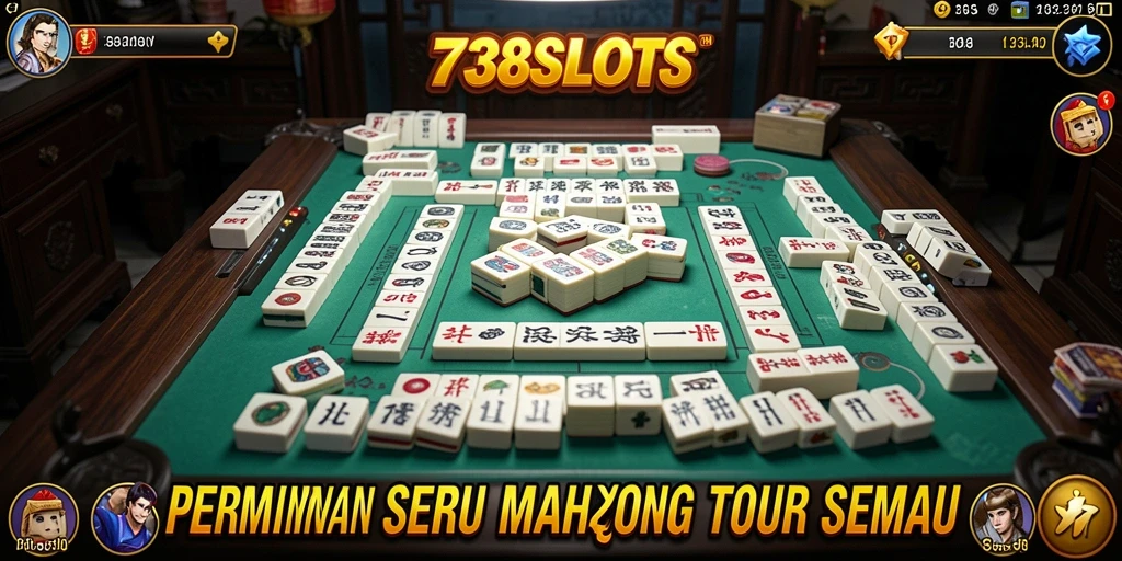 Tangkapan layar gameplay <strong>738SLOTS</strong> menampilkan aksi seru Mahjong.