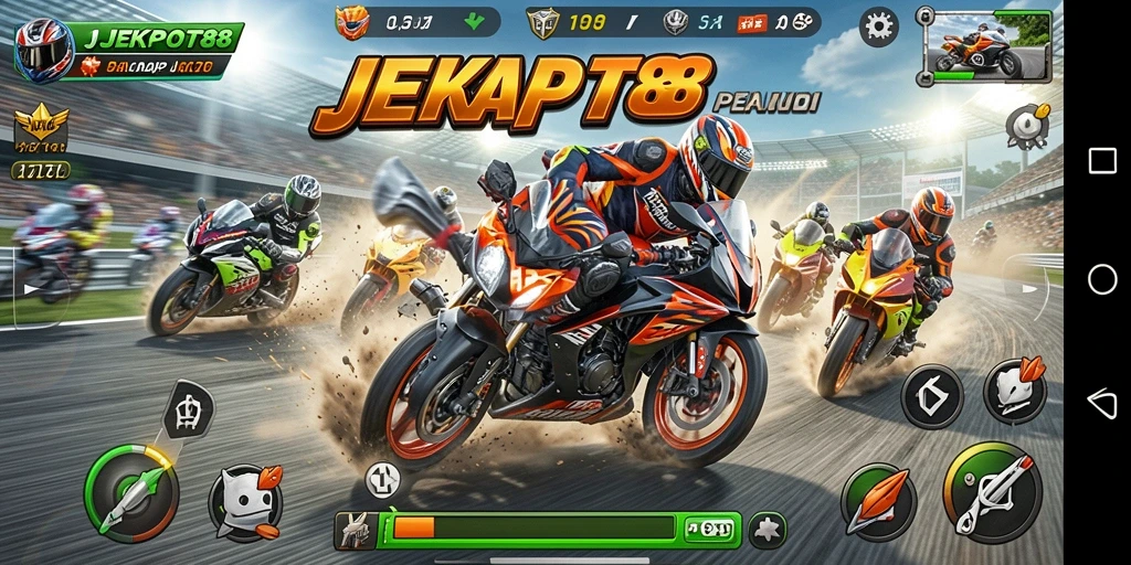 Gameplay seru balapan motor di JEKPOT88.