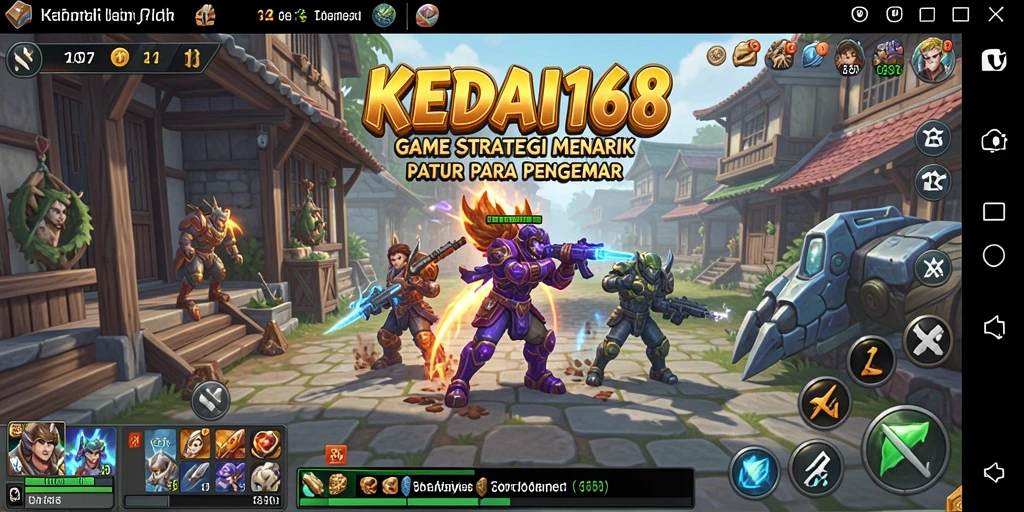 Screenshot utama KEDAI168 menampilkan aksi strategis yang seru.