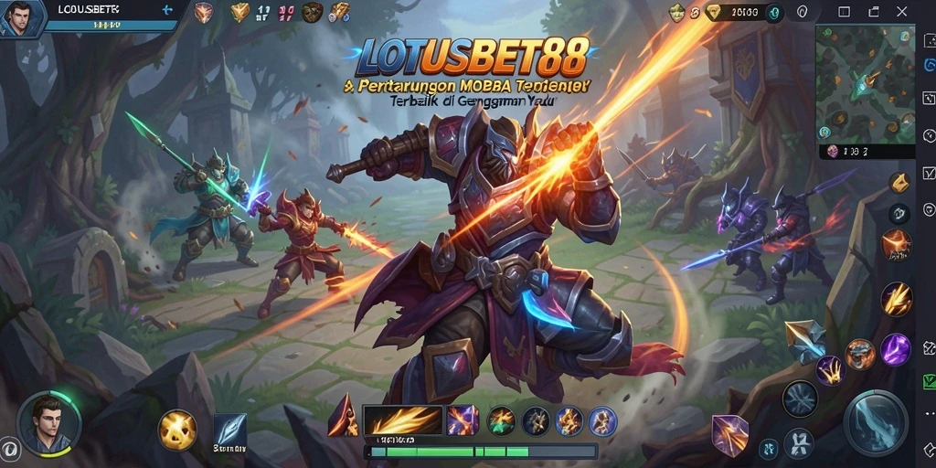 Screenshot gameplay LOTUSBET88 menampilkan aksi pertempuran yang intens.