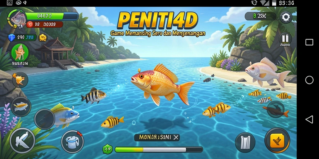 Tampilan gameplay PENITI4D dengan pengalaman memancing yang seru.