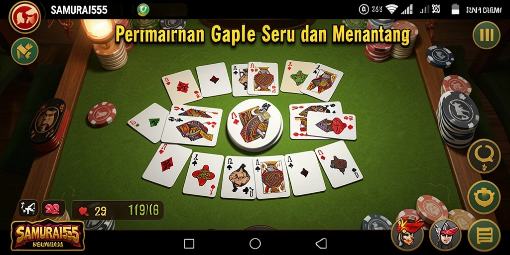 Screenshot utama SAMURAI555 menunjukkan permainan Gaple yang seru.