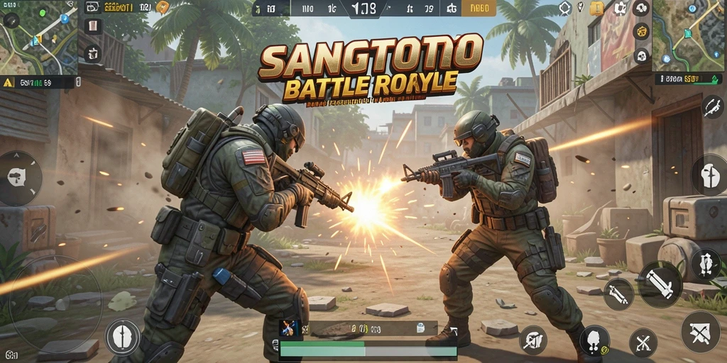 Tampilan gameplay seru dari SANGTOTO di medan perang Battle Royale.